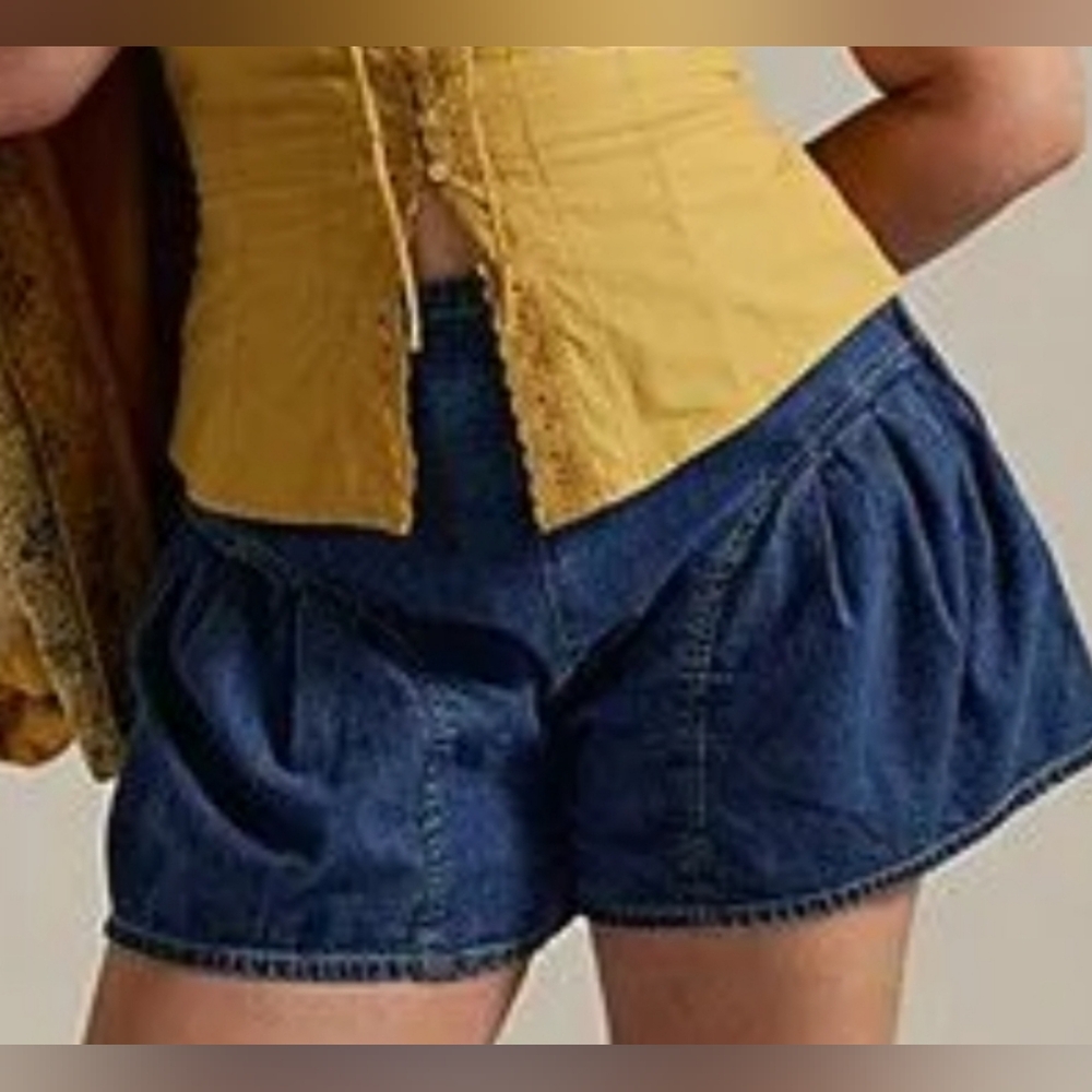 NWT Free People Dark Blue Denim Lily Shorts